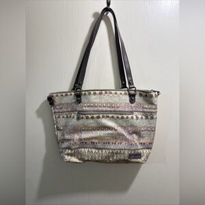 Sakroots Beige and Pink Patterned Tote
